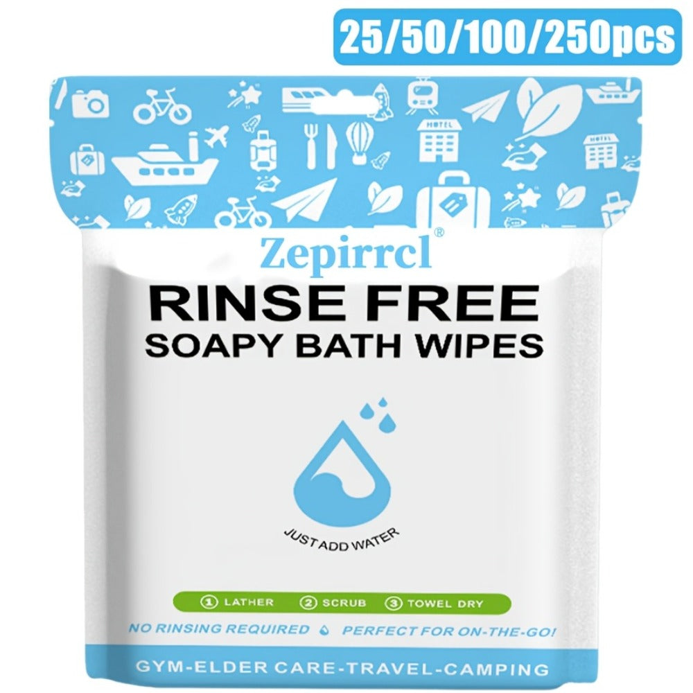 Disposable No-Rinse Soap Towel Sheets for Travel Camping Gym - Portable Foam Bath Towel for Bath Time, Home Spa and Personal Care