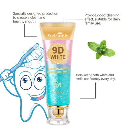 Niacinamide Toothpaste 9D Whitening Toothpaste for Stain Removal Fresh Breath Deep Cleansing Enamel Protection Minty Flavor Gentle on Gums