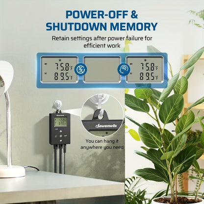 Digital Temperature Controller Thermostat Outlet Heating Cooling Mode 14°F-140°F LCD Display Buzzer for Garden, Patio and Yard Use