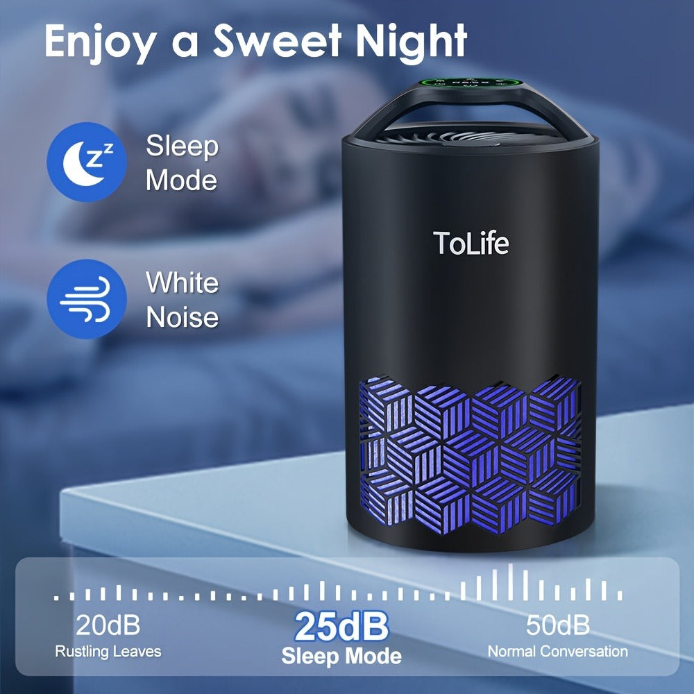 Air Purifier with H13 True HEPA Filter, 25dB Mode, Scent Diffuser and Black or White Finish