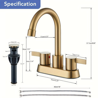 4-Inch Centerset Bathroom Faucet with Dual Handles, Swivel Spout and Single or Two-Piece Finish Options