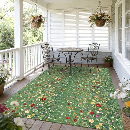 Area Rug Washable Foldable Indoor Outdoor Mat in Five Sizes for Patio, Garden, Picnic or Camping