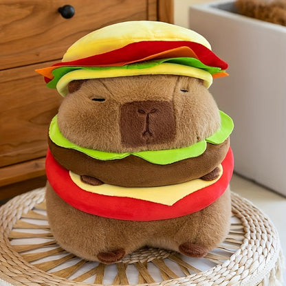 Capybara Plush Stuffed Animal Hamburger Burger Hat Funny Kawaii Plush Toy with the Listed Color, Size or Set Options for Everyday Use