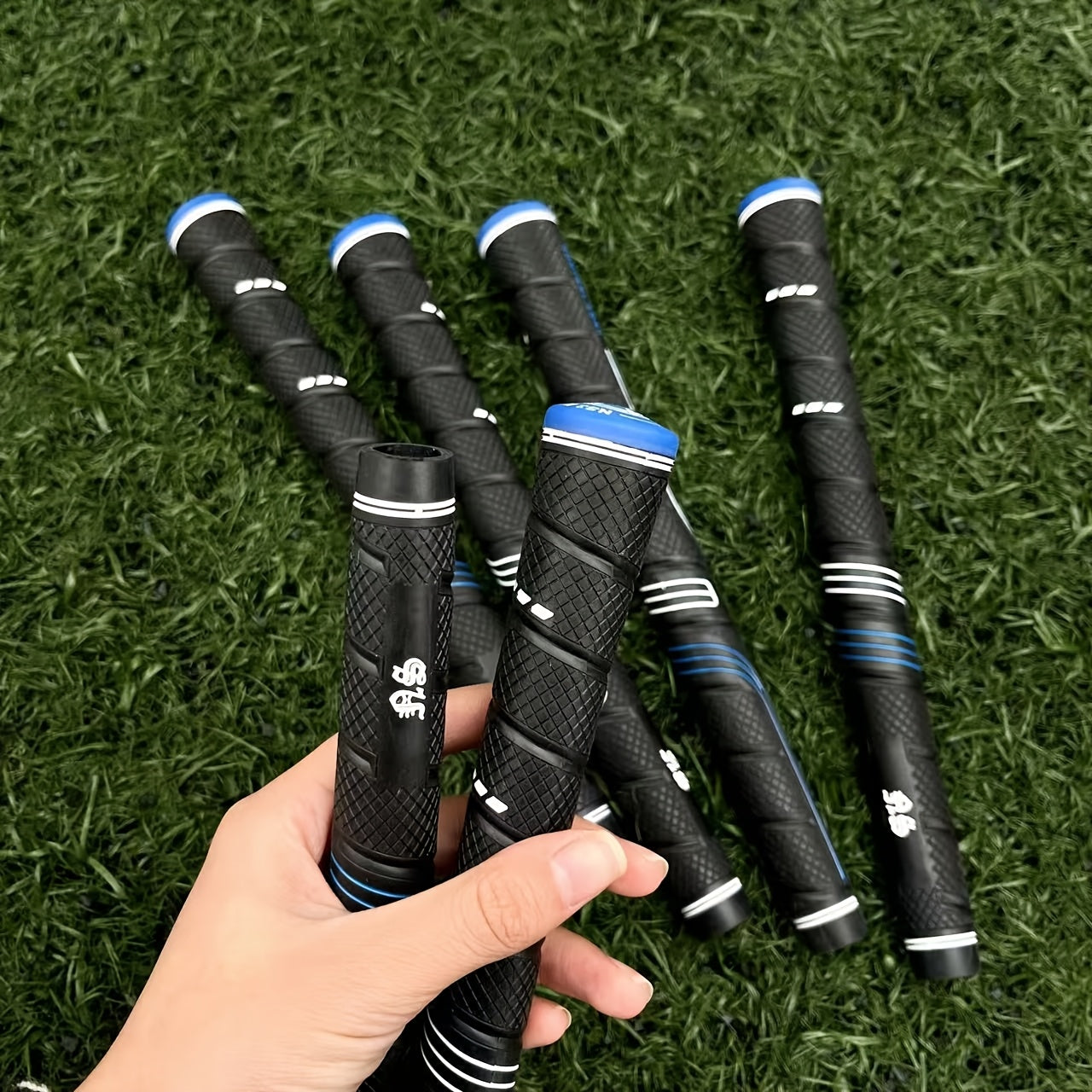 Oversized Golf Grips 10-Pack | Jumbo Blue Soft Rubber Anti-Slip Golf Club Grips for Iron & Wood Clubs – Ergonomic Precision Control Design