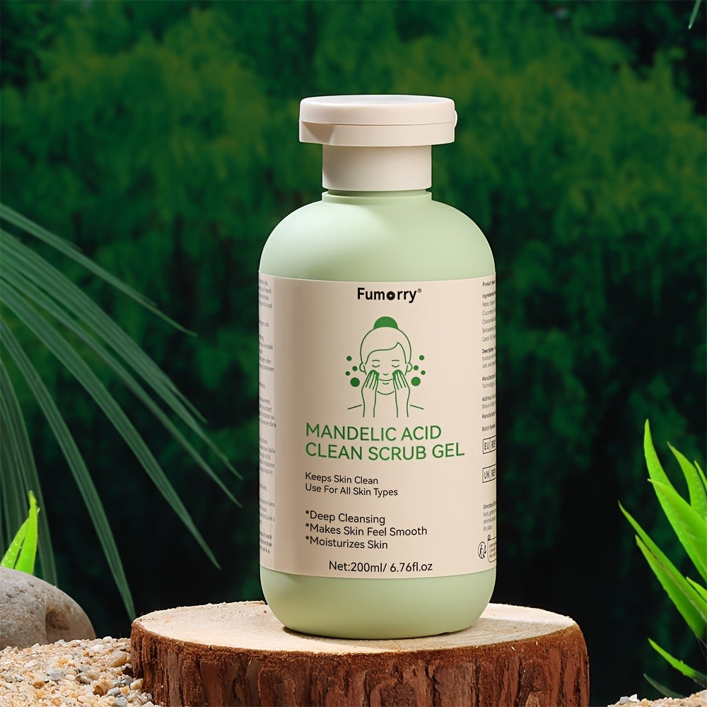 Mandelic Acid Exfoliating Gel 200ml with Aloe & Rose Extract, Deep Cleansing Pore Cleanser for Face & Body