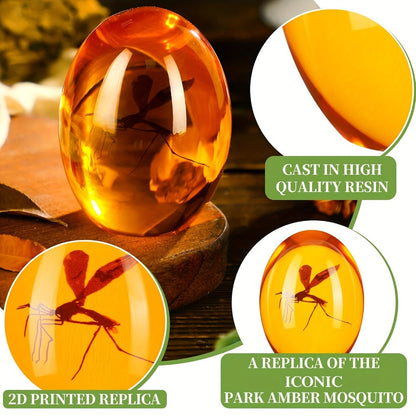 Amber Resin Mosquito Paperweight Handmade Jurassic Fossil Collectible Desk Decor Unique Gift for Nature Lovers Collectors Science
