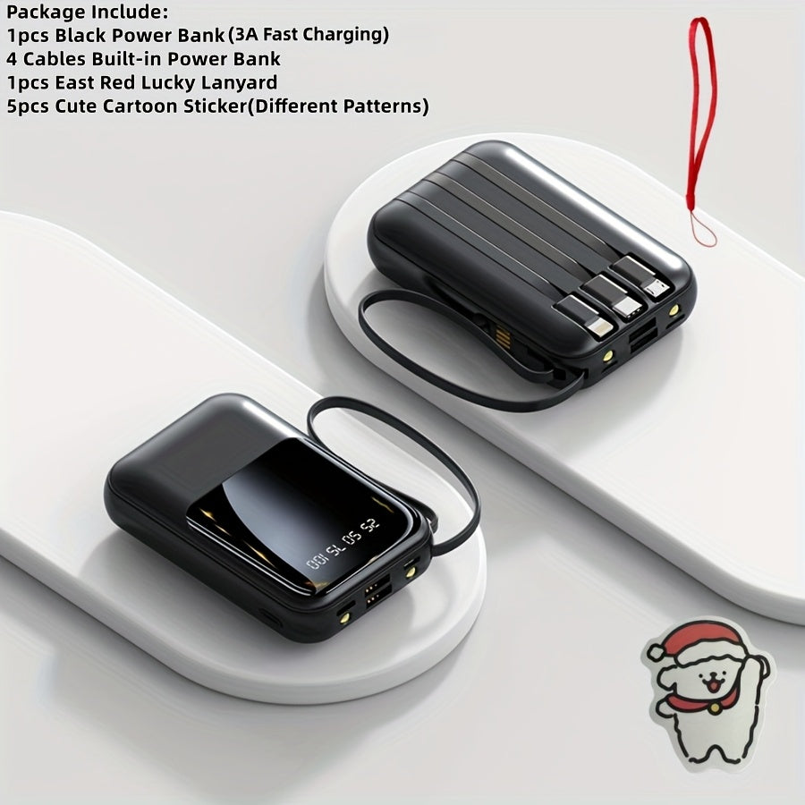 Power Bank 10000mAh Mini with Built-In Cable Set, 5W/15W/22.5W Variants, LED Light and Digital Display