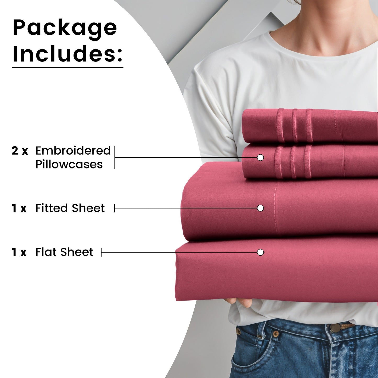 Fitted Sheet Set 6-Piece Brushed Polyester Deep Pocket Bed Sheets 20 Colors Hotel Luxury Bedding with Embroidered Pillowcases