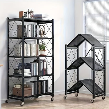 Rolling Storage Rack with Wheels, 3, 4 or 5 Tier Portable Movable Shelving Unit, No Assembly Required