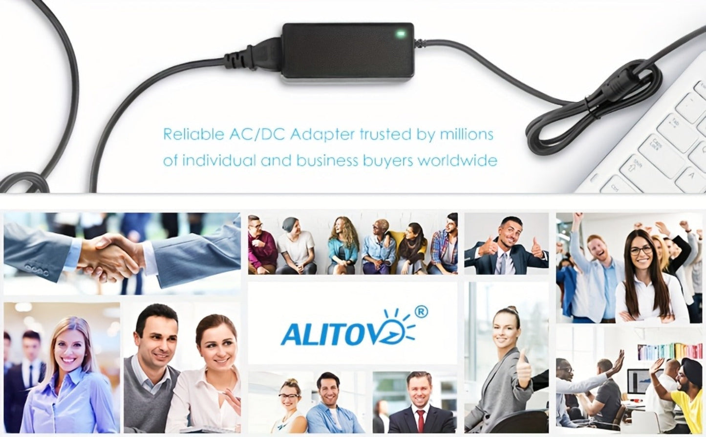 Universal DC Power Adapter 19V 3.42A 65W – ALITOVE Laptop Charger & Monitor Power Supply with 9 Interchangeable Tips