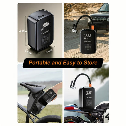 Portable Tire Inflator Air Compressor 150PSI 100W Cordless 4000mAh Digital Display 5 Modes USB-C Fast Charge for Car Motorcycle Bicycle Ball