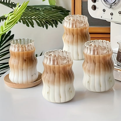 Borosilicate Glass Mugs Set of 4, Cloud-Shaped Coffee Mug Artistic Irregular Design, Clear Glass Cup for Hot Cold Beverages