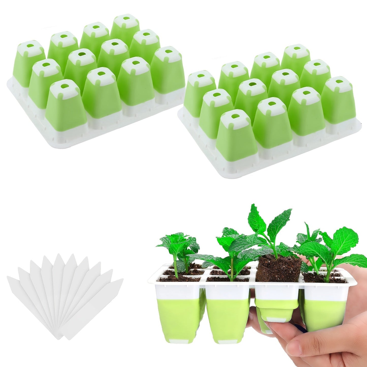 Seed Starting Tray with Flexible Pop-Up Units | Easy Transplant No Root Damage | Optimal Drainage | Reusable Seedling Tray 2pcs 6pcs 10pcs