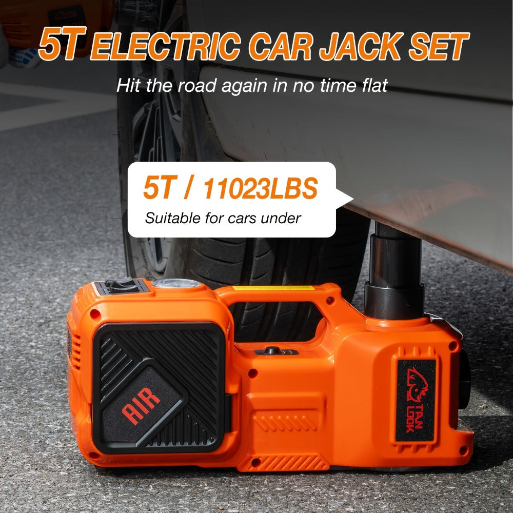5 Ton Electric Hydraulic Car Jack with Built-in Air Pump – Portable Car Lift for SUV MPV Truck, Tire Replacement & Emergency Roadside Use