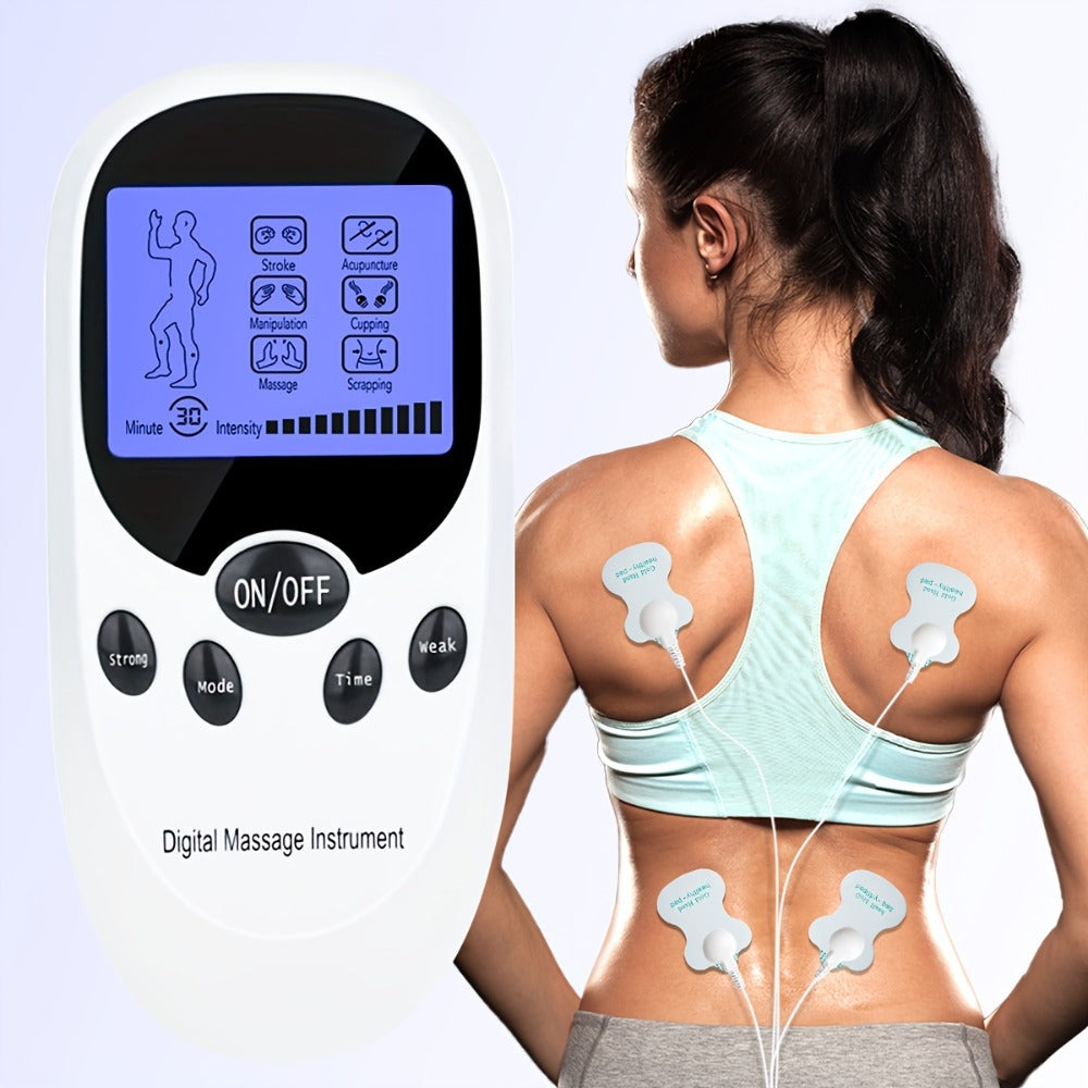 TENS EMS Dual Channel Stimulator Massager, 8 Electrodes for Back, Shoulder & Knee Pain, Recovery