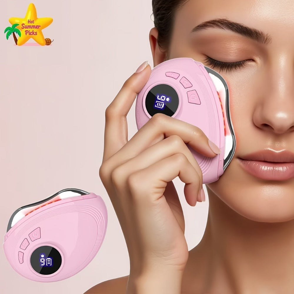 Gua Sha Electric Facial Sculpting Tool, 9-Speed Vibration & 9-Speed Heat, Face Lifting Lymphatic Drainage Massager for & Contouring