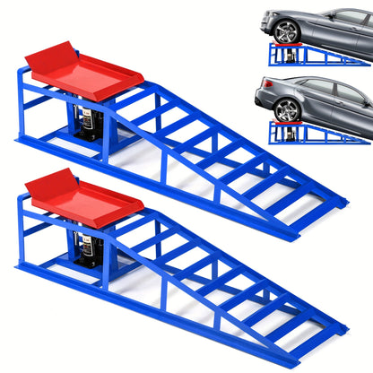 Hydraulic Car Ramps 2-Pack 10000 LB Heavy Duty Vehicle Lift Ramp Adjustable Height 9.84-14.96 Inch for Oil Change Undercarriage Repair Home