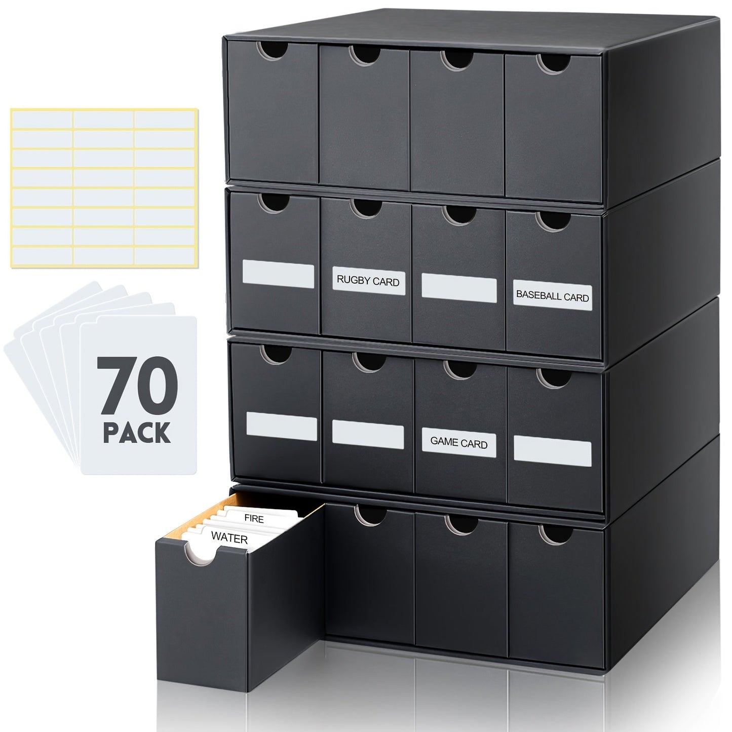 8000 Card Storage Box 4-Row Cardboard Organizer with Dividers & Label Stickers – Large Trading Card Box for TCG MTG Pokemon Sports Cards |