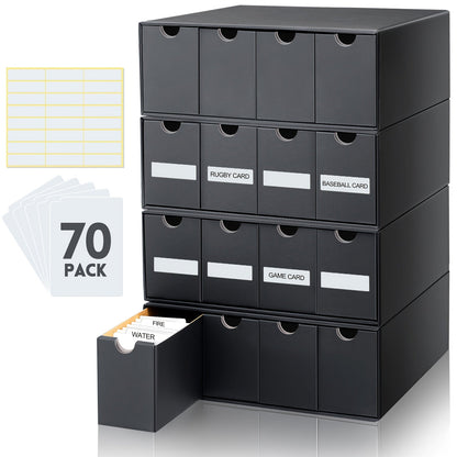 8000 Card Storage Box 4-Row Cardboard Organizer with Dividers & Label Stickers – Large Trading Card Box for TCG MTG Pokemon Sports Cards |