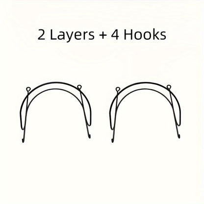 Wall Mounted Towel Rack with Hooks 6pcs Iron Hanging Rack Set Multi-Layer Wall Storage Organizer for Bathroom, Bedroom & Kitchen