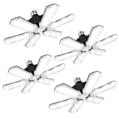 LED Garage Lights 25000LM Deformable, 250W Equivalent E26/E27 Screw-In Ceiling Shop Light with 6+1 / 8+1 Adjustable Panels for Garage