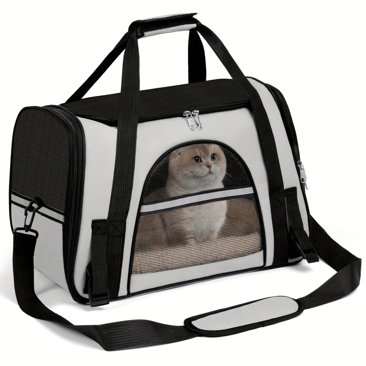 Soft-Sided Pet Carrier Tote with Mesh Windows, Top Handles, Shoulder Strap and Six Color Options
