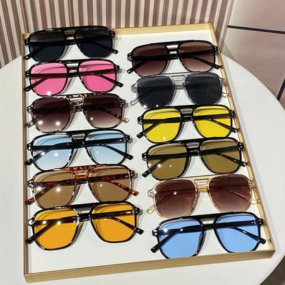 Oversized Round Novelty Glasses 12 Pack Multicolor Tortoiseshell – Double Frame Full Rim Plastic Eyewear Bulk Set for Party Prom Photo Shoot