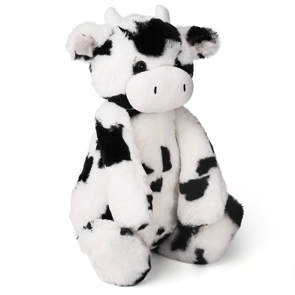 Stuffed Animal Black-and-White Cow in 16-Inch Size with Plush Fur and Care for Character Display, Room Decor and Gift Presentation