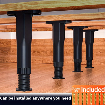Adjustable Furniture Legs Bed Frame Support 4-Pack, Durable Plastic Feet Pads with Enhanced Grip Base for Bed Sofa Dresser