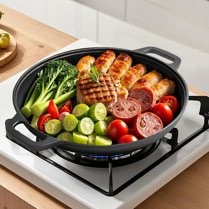 Pre-Seasoned Cast Iron Pan Set – Non-Stick Multifunctional Skillet for Pizza Home Kitchen Outdoor Cooking