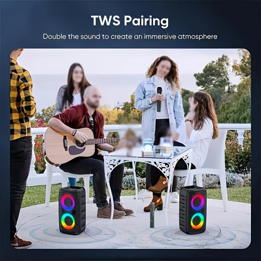 Wireless Bluetooth Speaker with Color LED Lights, MOKiN KTS-1265 Portable Party Speaker, Bass Boost