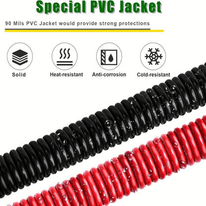 8 AWG OFC Copper Wire Cable Red & Black Set 8 Gauge Welding Cable for Automotive Battery Marine Generator Solar Wiring – 3FT or 10FT Options
