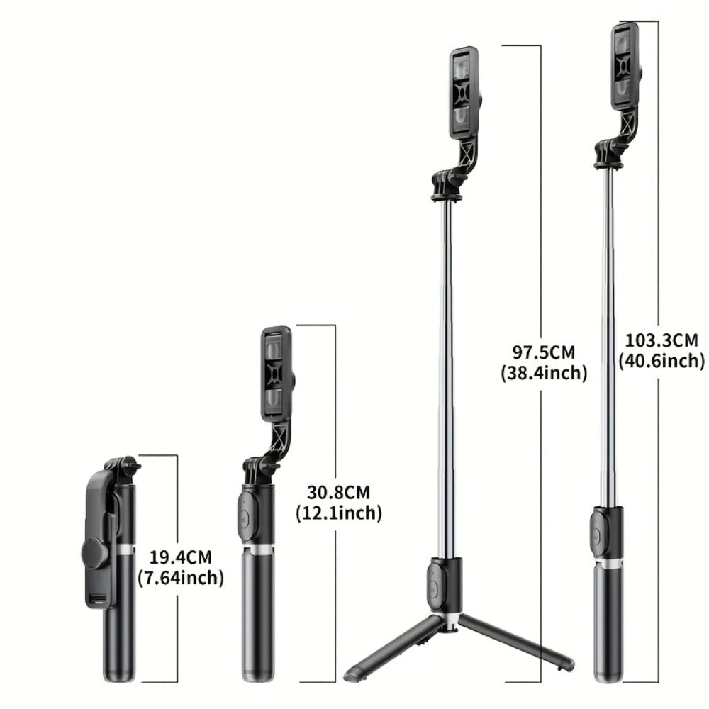 360° Rotating Selfie Stick Tripod 40 Inch Retractable Floor Stand with Wireless Remote & Anti-Shake Base