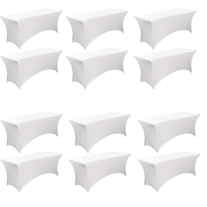 Tablecloth Fitted Stretch Cover Bulk Pack for 6-Foot Rectangle Tables in 6, 12 or 24 Pieces
