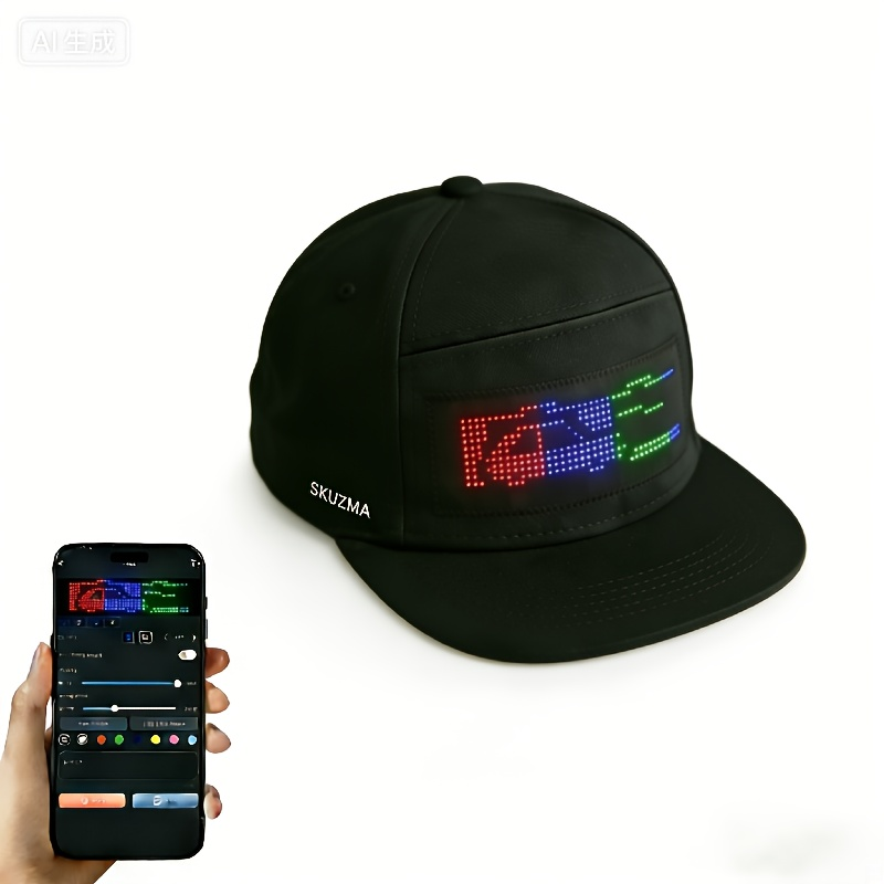 Programmable LED Hat with APP Control – Custom Text, Animation & Graffiti Display, USB Rechargeable, Adjustable Fit for Men & Women
