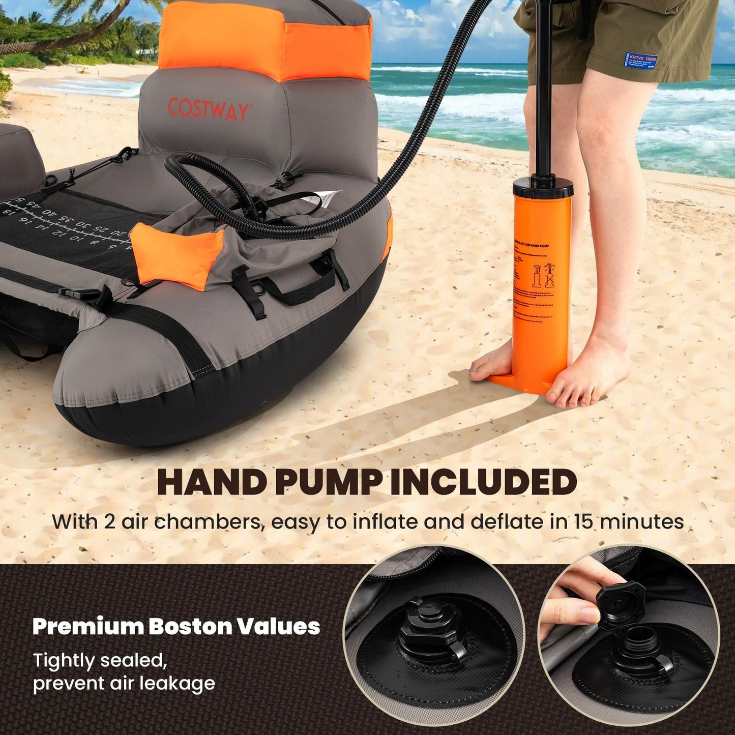 Inflatable Fishing Float Tube 350 LBS – Portable Belly Boat with Aluminum Paddle, Fish Ruler & Rod Holder | 600D PVC Backpack Float Tube