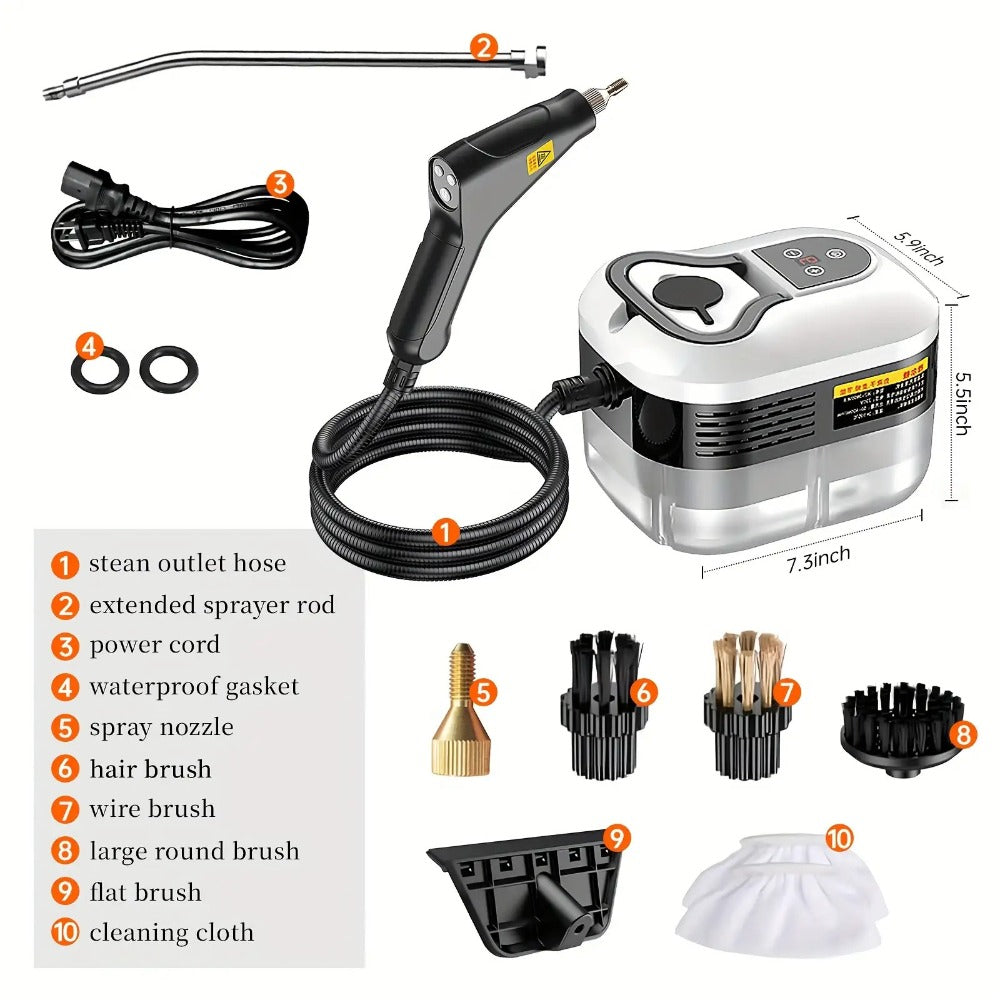 Portable Steam Cleaner High Pressure High Temperature with 3 Brush Heads Handheld Steam Cleaner for Bathroom Kitchen Furniture Car Home