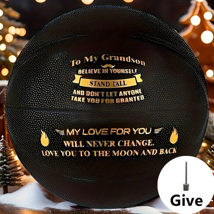 Personalized Basketball Gift for Son & Grandson Standard Size with Pump To My Son To My Grandson Heartfelt Message Sports Birthday Christmas