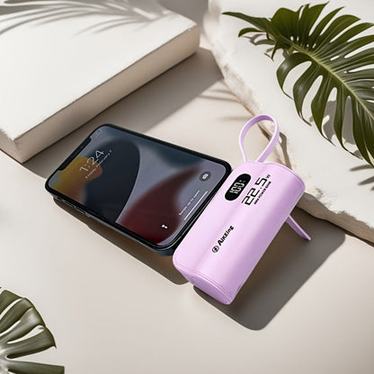 5000mAh Capsule-Style Power Bank with 22.5W Marking, Hidden Stand, Digital Display and USB Cable