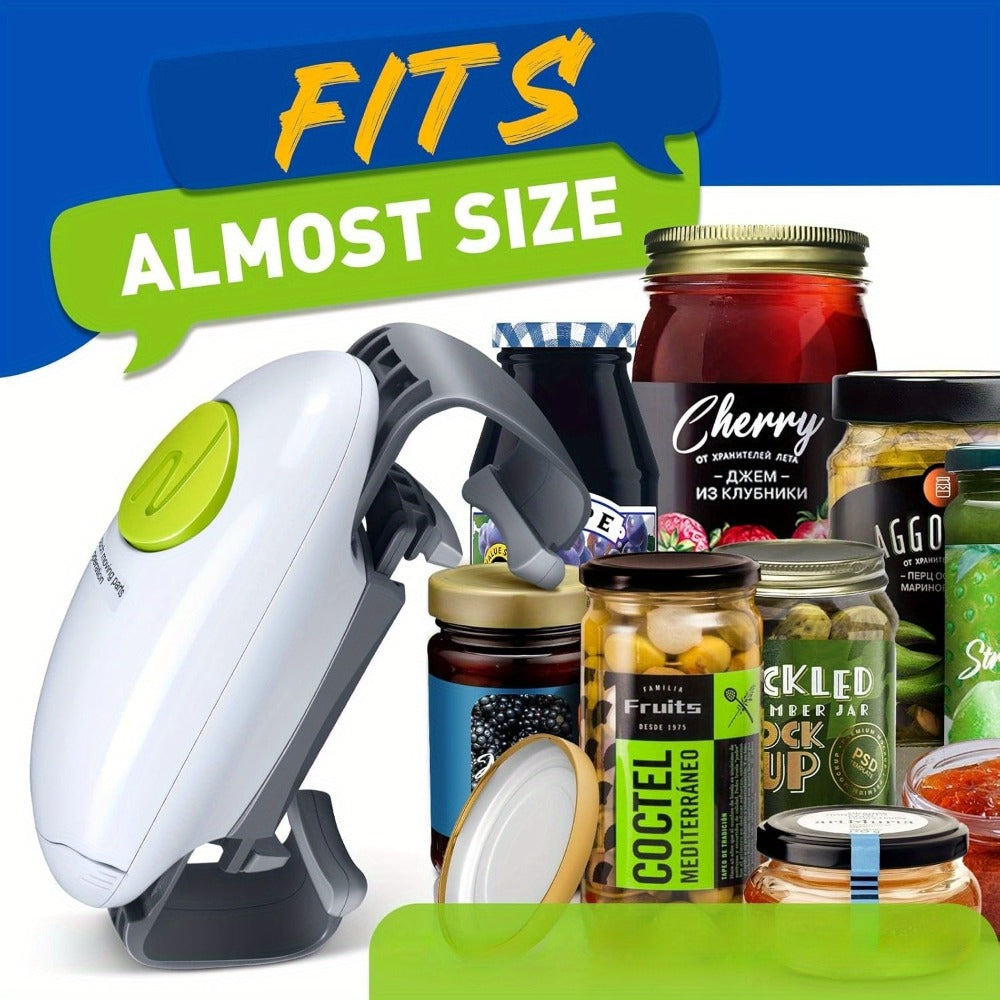 Electric Jar Opener & Bottle Opener, One-Touch Lid Opener for Arthritic Hands, Seniors & Weak Grip