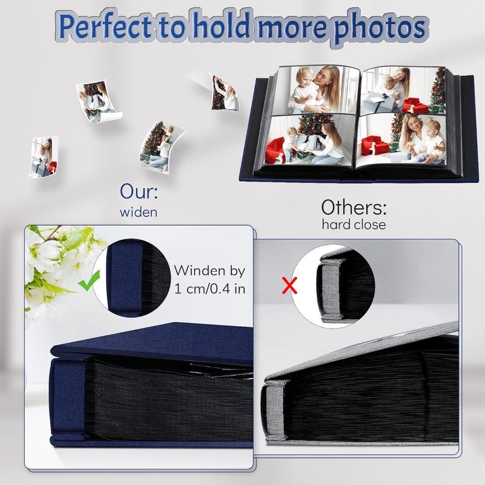 Photo Album 4x6 200 & 1000 Pockets with Label – Linen Hardcover Memory Book for Wedding, Baby, Travel, Anniversary