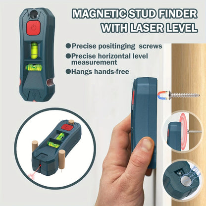 Magnetic Stud Finder with Laser Level, High Brightness Laser Marker, Horizontal & Vertical Bubble Level
