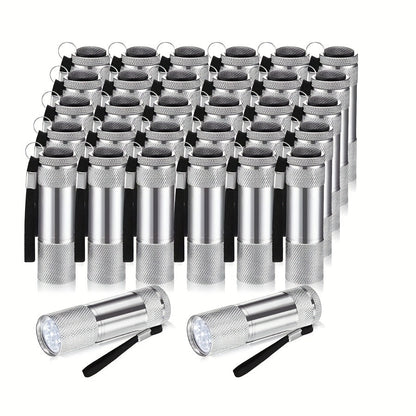 Flashlight 32-Piece Mini LED Bulk Set with Aluminum Bodies, Lanyards and Eight Color Assortments