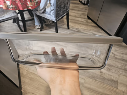 Glass Baking Dish with Lid, 1.9 Qt Rectangular Glass Loaf Pan with Handles, Oven & Airtight Food Storage Container