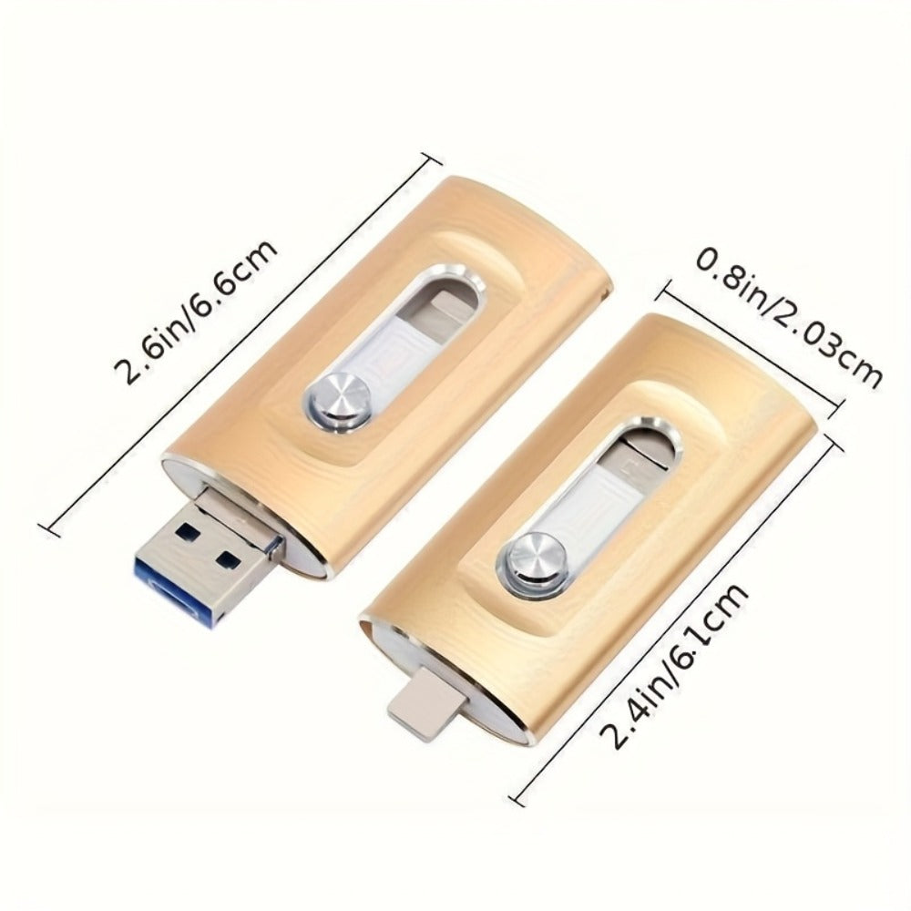 USB Flash Drive 4-in-1 USB 3.0 Multi-Connector Drive with 128GB or 256GB Capacity and Four Color Options