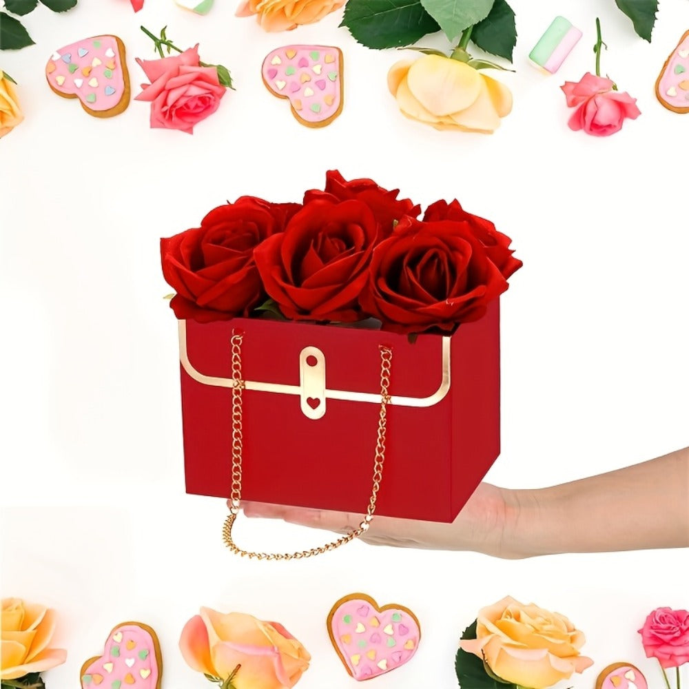 Paper Flower Bouquet Gift Bags with Metal Chain Handle Bulk – 12/24/36/48 Pcs Tote Bags for Wedding Party Birthday Florist Graduation