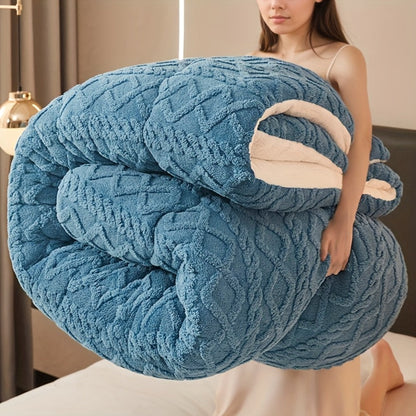 Geometric Plush Comforter in Silvery Grey or Blue with Five Sizes from 53.15 x 78.74 to 103.94 x 90.16 Inches