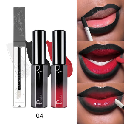 High Pigment Berry Lip Gloss Set 3-Piece – Waterproof Velvet Matte Finish, Non-Stick Cup Long-Lasting Lip Color