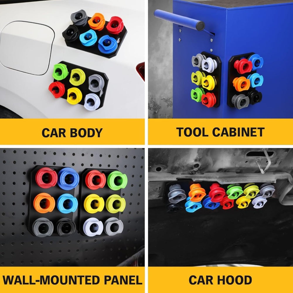 Engine Oil Funnel Kit 19Pcs – No-Spill Coolant Funnel Set with 12 Universal Adapters, 1.5L Capacity, Magnetic Tray for Oil Change Car