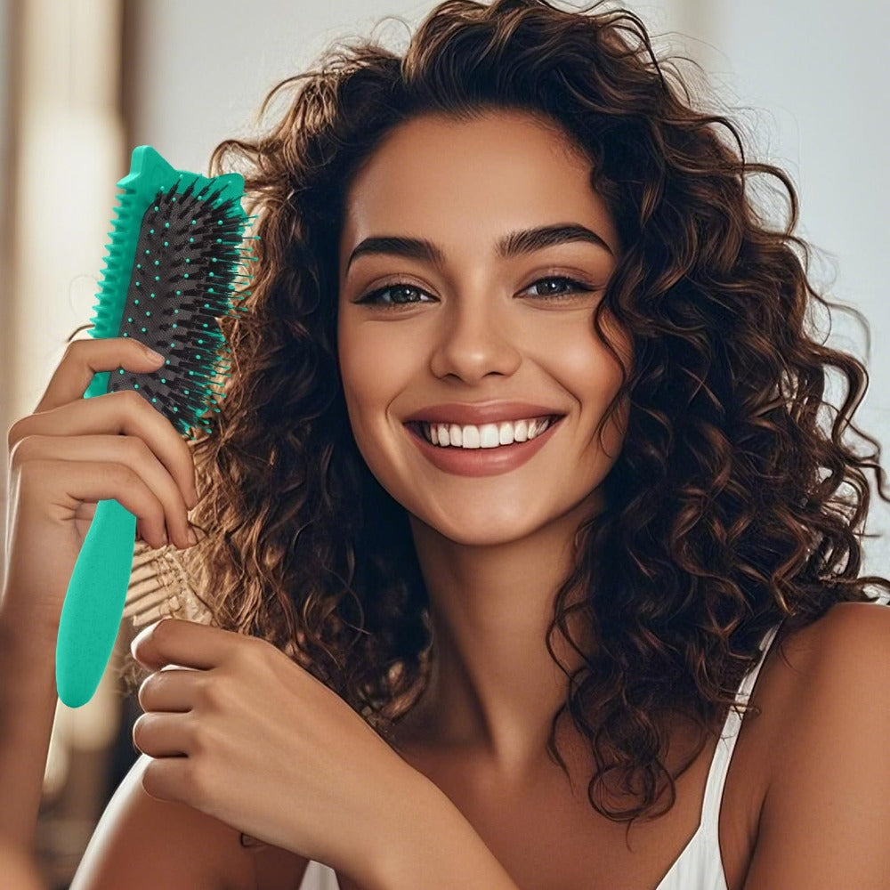 Detangling Brush for Curly Wavy Coily Hair 1 or 2 Pcs – Flexible Bristles Reduce Breakage & Frizz, Gentle Scalp Massage